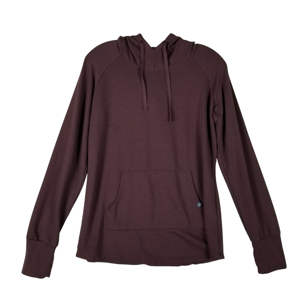 Free Fly Bamboo Fleece Hoodie Women M Plum Pullover Thumbhole Raglan Pocket